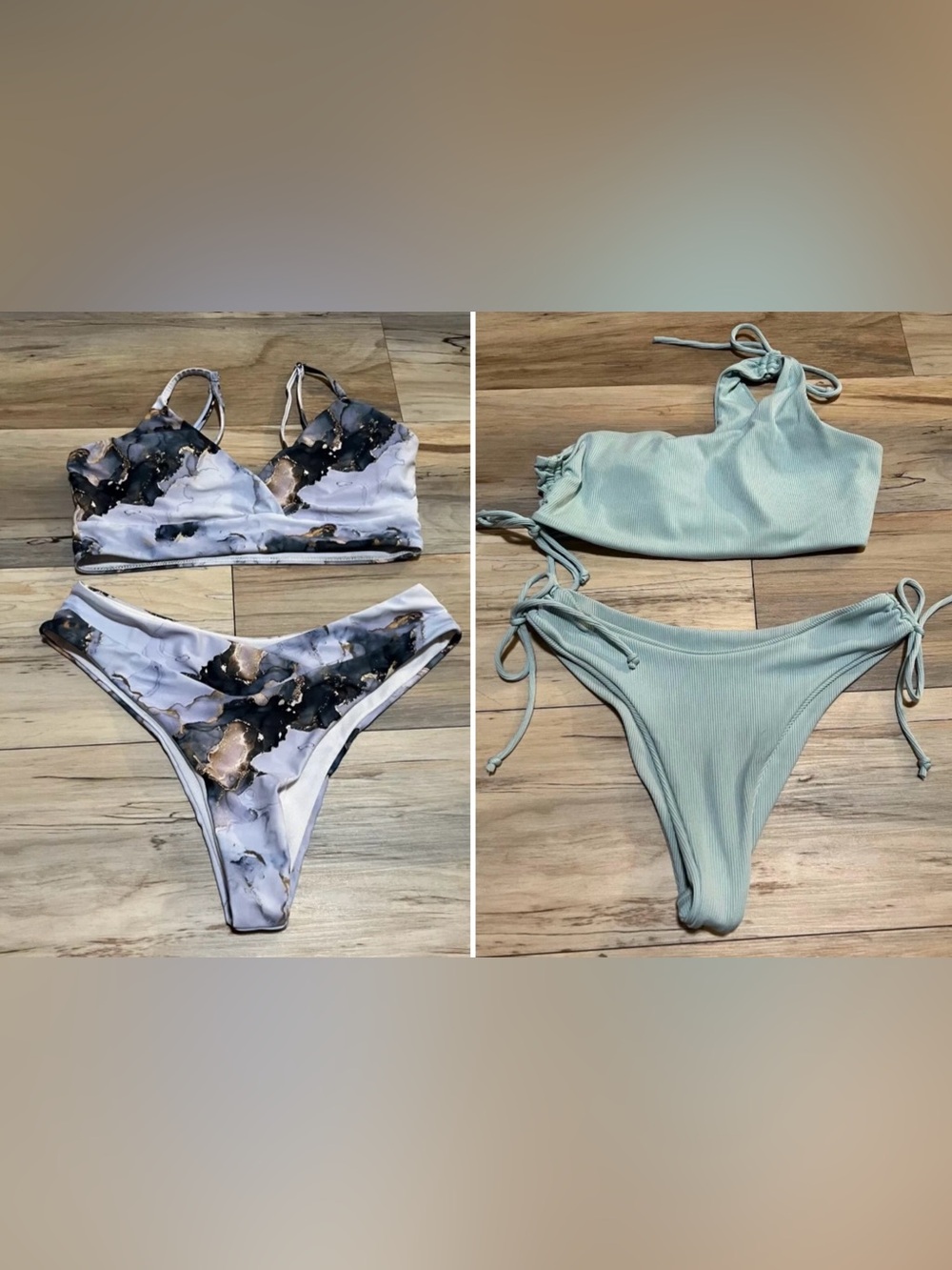 *2* Bikini’s - 1-Marble and 1-Mint - Women’s Size Small -By Shein